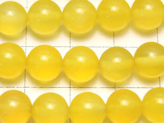 Yellow color Chalcedony Round 8mm 1strand beads (aprx.15inch/36cm)