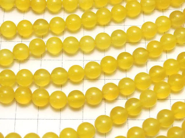 Yellow color Chalcedony Round 8mm 1strand beads (aprx.15inch/36cm)