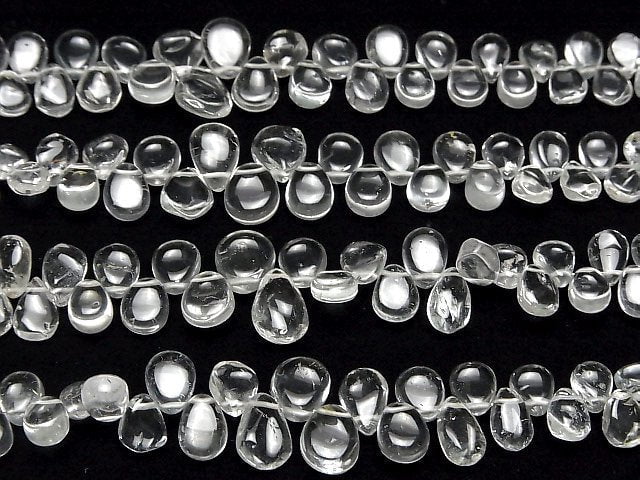 [Video]High Quality White Topaz AAA- Pear shape (Smooth) 1strand beads (aprx.7inch/18cm)