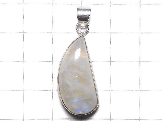 [Video][One of a kind] High Quality Rainbow Moonstone AA++ Pendant Silver925 NO.54
