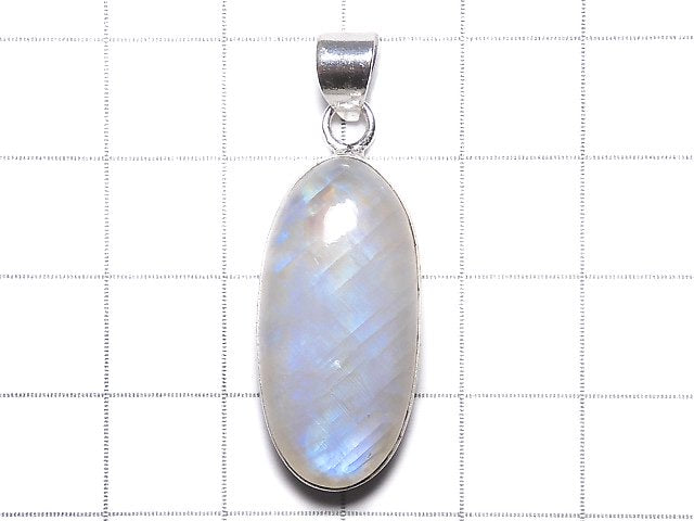 [Video][One of a kind] High Quality Rainbow Moonstone AA++ Pendant Silver925 NO.57