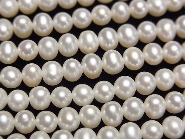 [Video] Fresh Water Pearl AAA- White Potato 5mm half or 1strand beads (aprx.15inch/37cm)