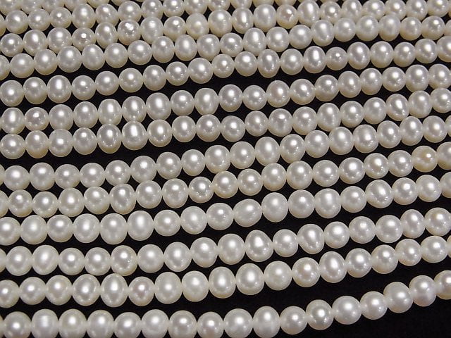 [Video] Fresh Water Pearl AAA- White Potato 5mm half or 1strand beads (aprx.15inch/37cm)