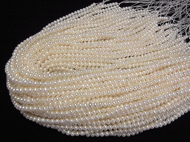 [Video] Fresh Water Pearl AAA- White Potato 5mm half or 1strand beads (aprx.15inch/37cm)