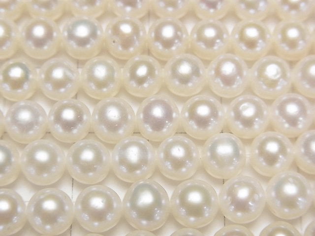 [Video] Fresh Water Pearl AA++ Semi Round 6mm White 1strand beads (aprx.15inch/36cm)