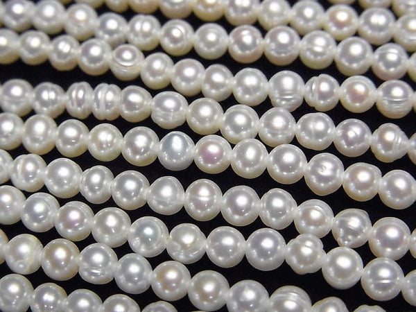 [Video] Fresh Water Pearl AA++ Potato 3.5-4mm White 1strand beads (aprx.14inch/35cm)