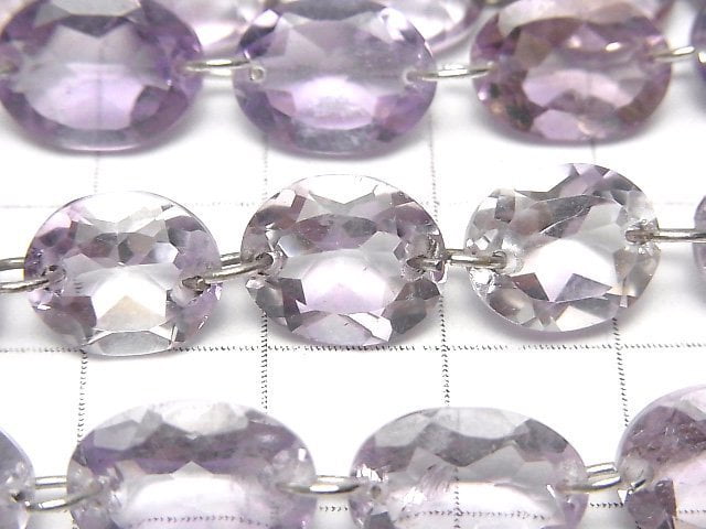 [Video]High Quality Pink Amethyst AAA- Oval Faceted [Double Hole] 1strand beads (aprx.6inch/16cm)