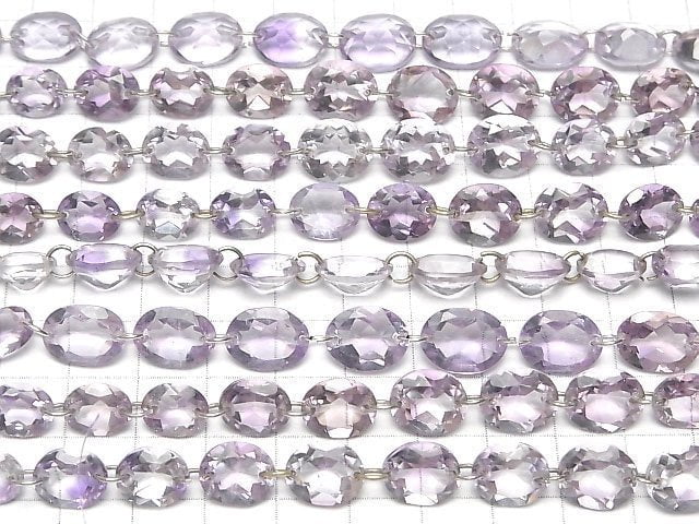 [Video]High Quality Pink Amethyst AAA- Oval Faceted [Double Hole] 1strand beads (aprx.6inch/16cm)