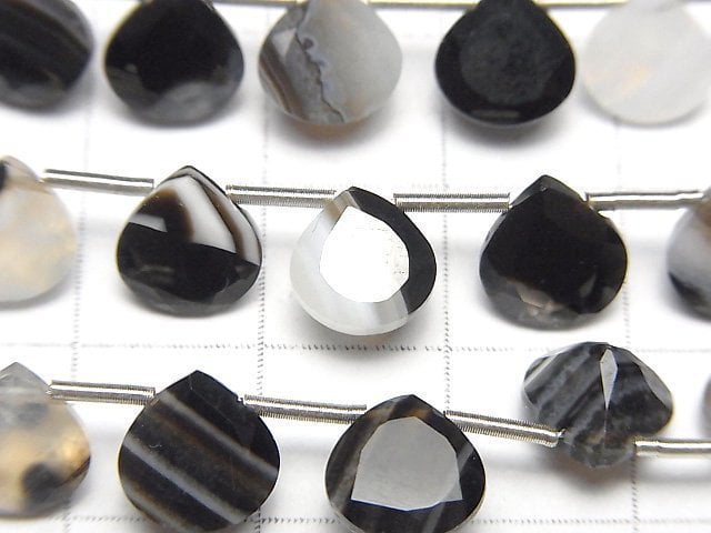 [Video] Black Stripe Agate Chestnut Faceted 8x8mm half or 1strand (18pcs)