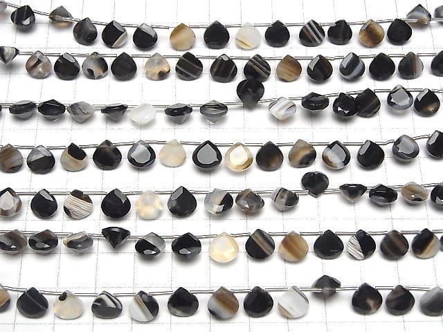 [Video] Black Stripe Agate Chestnut Faceted 8x8mm half or 1strand (18pcs)