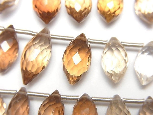 [Video]High Quality Brown Topaz AAA- Marquise Rice Faceted Briolette half or 1strand beads (aprx.7inch/18cm)