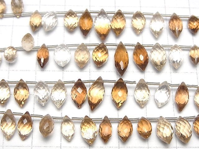 [Video]High Quality Brown Topaz AAA- Marquise Rice Faceted Briolette half or 1strand beads (aprx.7inch/18cm)