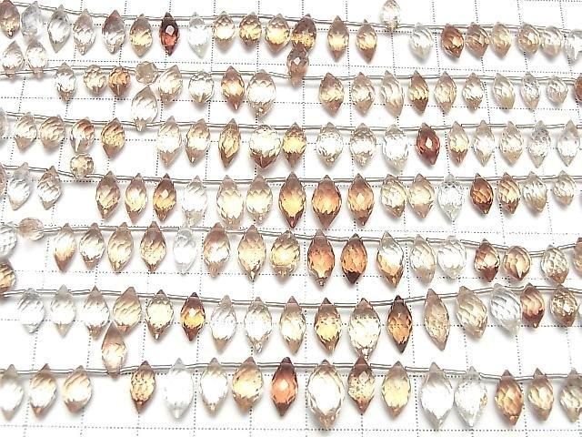 [Video] High Quality Brown Topaz AAA- Marquise Rice Faceted Briolette, half or 1 strand (32 pieces)