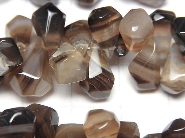 [Video] Black Stripe Agate Rough Drop Faceted Briolette 1strand beads (aprx.3inch/7cm)