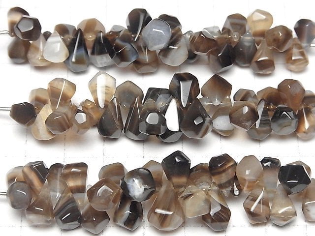 [Video] Black Stripe Agate Rough Drop Faceted Briolette 1strand beads (aprx.3inch/7cm)