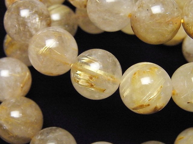 [Video]Rutilated Quartz AA Round 15mm Bracelet