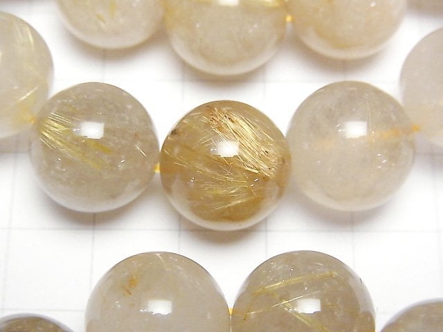 [Video]Rutilated Quartz AA Round 15mm Bracelet