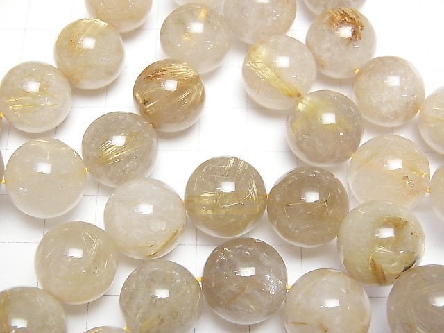 [Video]Rutilated Quartz AA Round 15mm Bracelet