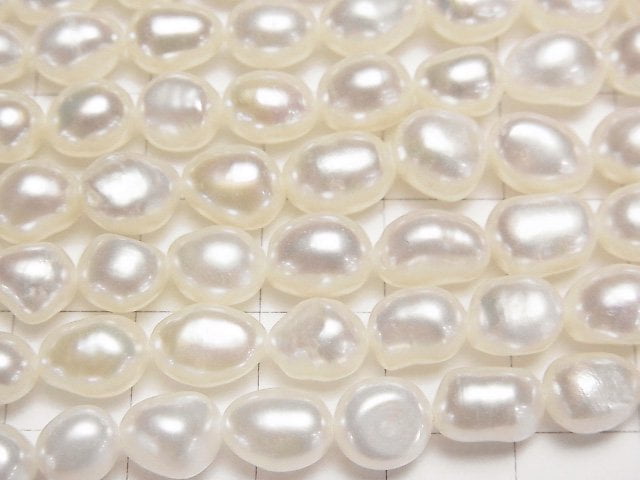 [Video] Fresh Water Pearl AA++ Baroque 6-10mm White 1strand beads (aprx.14inch/34cm)