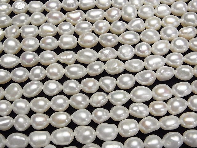 [Video] Fresh Water Pearl AA++ Baroque 6-10mm White 1strand beads (aprx.14inch/34cm)