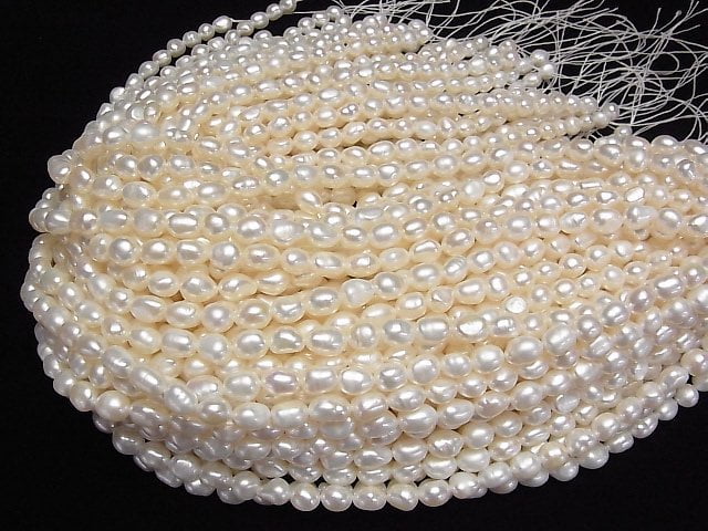 [Video] Fresh Water Pearl AA++ Baroque 6-10mm White 1strand beads (aprx.14inch/34cm)