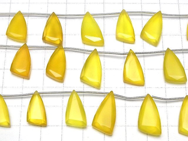 [Video]High Quality Yellow color Chalcedony AAA- Flat Triangle half or 1strand (8pcs)