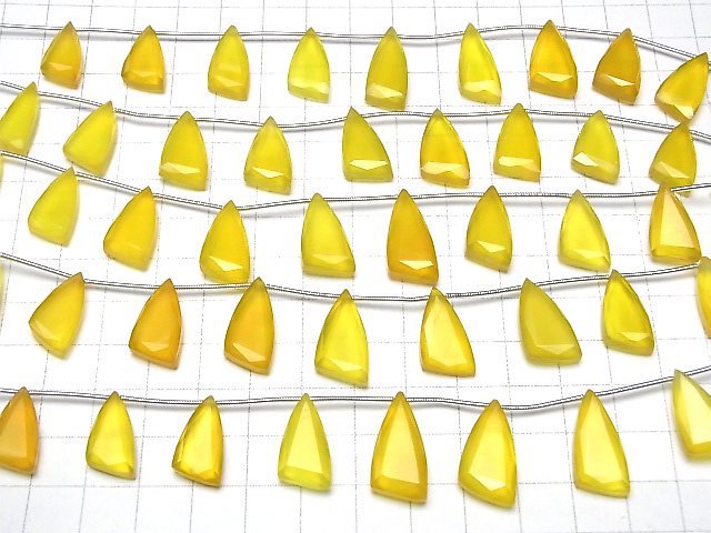 [Video]High Quality Yellow color Chalcedony AAA- Flat Triangle half or 1strand (8pcs)