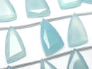 [Video]High Quality Sea Blue Chalcedony AAA- Flat Triangle half or 1strand (8pcs)