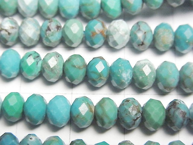[Video]High Quality! Turquoise AA+ Faceted Button Roundel 6x6x4mm half or 1strand beads (aprx.15inch/36cm)