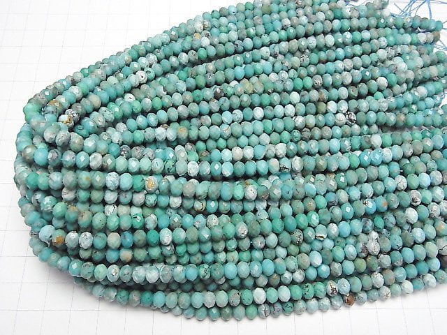 [Video]High Quality! Turquoise AA+ Faceted Button Rondelle 6x6x4mm half or 1strand beads (aprx.15inch/36cm)