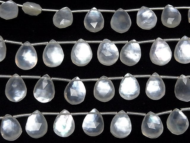 [Video] White Shell x Crystal AAA Faceted Pear Shape 12x9mm half or 1strand (16pcs)