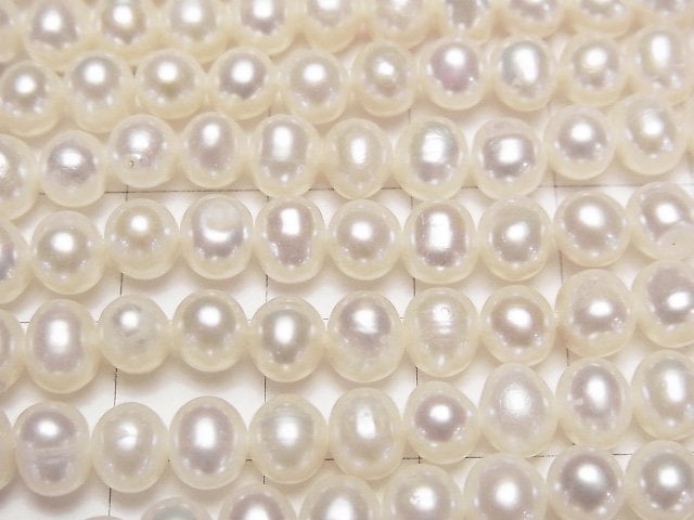 [Video] Fresh Water Pearl AA++ Potato 6mm White 1strand beads (aprx.15inch/37cm)