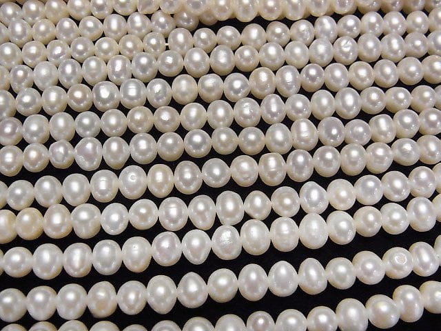 [Video] Fresh Water Pearl AA++ Potato 6mm White 1strand beads (aprx.15inch/37cm)