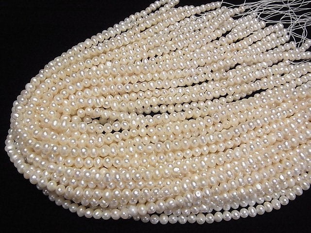 [Video] Fresh Water Pearl AA++ Potato 6mm White 1strand beads (aprx.15inch/37cm)