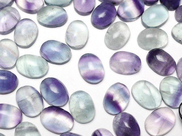 [Video] Multicolor Fluorite AA++ Oval Cabochon 8x6mm 5pcs