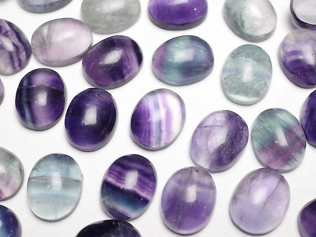 [Video] Multicolor Fluorite AA++ Oval Cabochon 10x8mm 5pcs