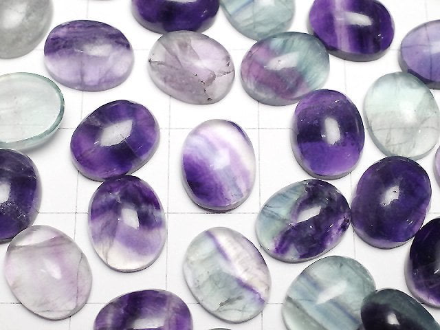 [Video] Multicolor Fluorite AA++ Oval Cabochon 10x8mm 5pcs