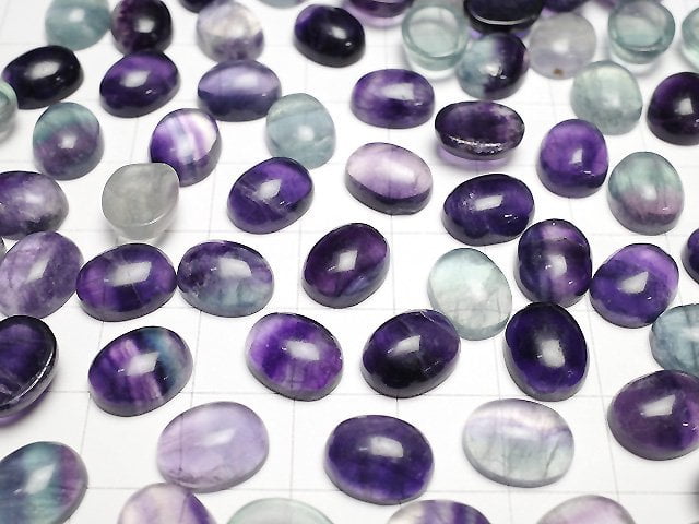 [Video] Multicolor Fluorite AA++ Oval Cabochon 10x8mm 5pcs