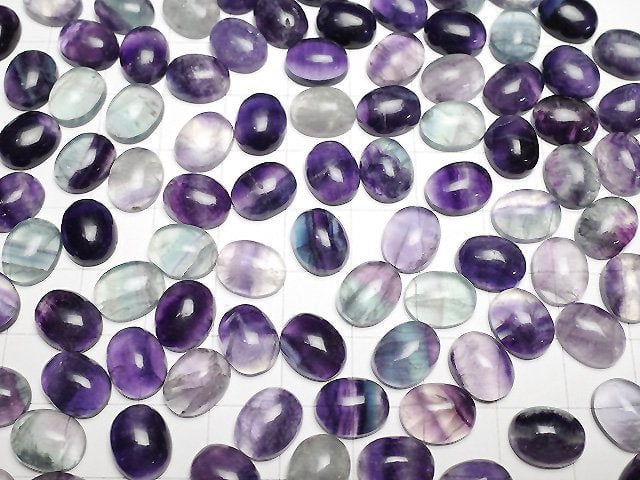 [Video] Multicolor Fluorite AA++ Oval Cabochon 10x8mm 5pcs