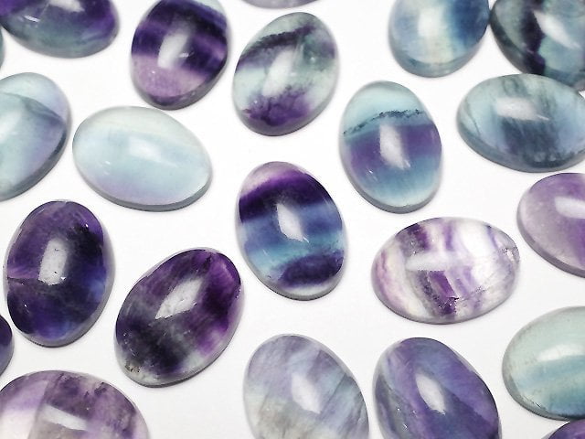 [Video] Multicolor Fluorite AA++ Oval Cabochon 14.5x10.5mm 5pcs