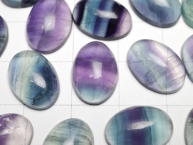 [Video] Multicolor Fluorite AA++ Oval Cabochon 14.5x10.5mm 5pcs