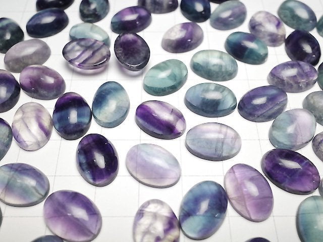 [Video] Multicolor Fluorite AA++ Oval Cabochon 14.5x10.5mm 5pcs