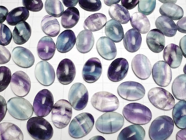 [Video] Multicolor Fluorite AA++ Oval Cabochon 14.5x10.5mm 5pcs