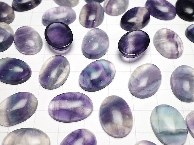 [Video] Multicolor Fluorite AA++ Oval Cabochon 18.5x13.5mm 5pcs