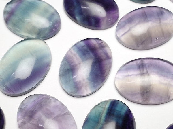 [Video] Multicolor Fluorite AA++ Oval Cabochon 25x18mm 2pcs