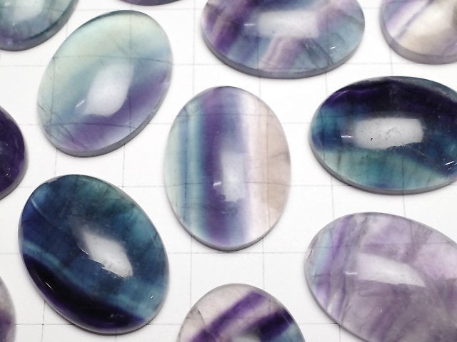 [Video] Multicolor Fluorite AA++ Oval Cabochon 25x18mm 2pcs