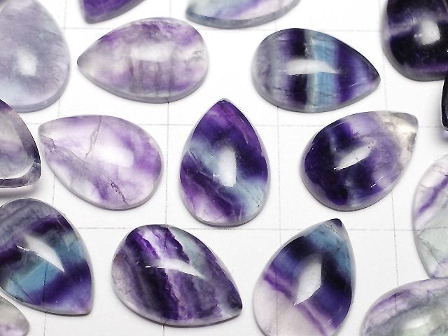 [Video] Multicolor Fluorite AA++ Pear shape Cabochon 12x8mm 5pcs