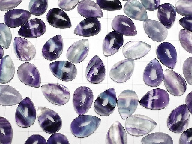 [Video] Multicolor Fluorite AA++ Pear shape Cabochon 12x8mm 5pcs