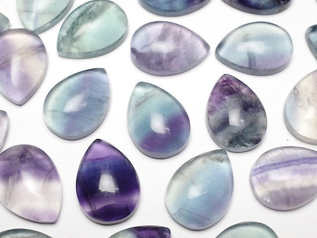 [Video] Multicolor Fluorite AA++ Pear shape Cabochon 14.5x10.5mm 5pcs