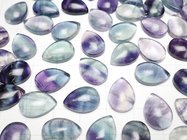 [Video] Multicolor Fluorite AA++ Pear shape Cabochon 14.5x10.5mm 5pcs